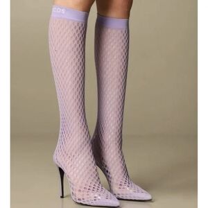 Lilac Mesh Knee-High Boots